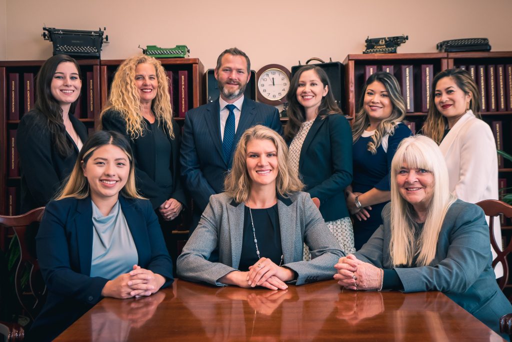 From Left to Right, Top: Kristen Dolinger (Marketing Coordinator/Legal Secretary), Kris Lamb (Paralegal), Michael Lord (Financial Advisor), Hilda Mazariegos (Paralegal), Karla Gonzalez (Paralegal), Leila Samudio (Reception). Bottom: Stacy Chang (Attorney), Stephanie Lord (Attorney), Michele Tutoli (Managing Partner).
